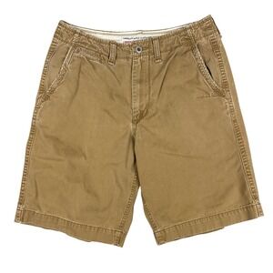 American Eagle Outfitters Mens 33 Khaki Longer Length Chino‎ Shorts Tan Cotton